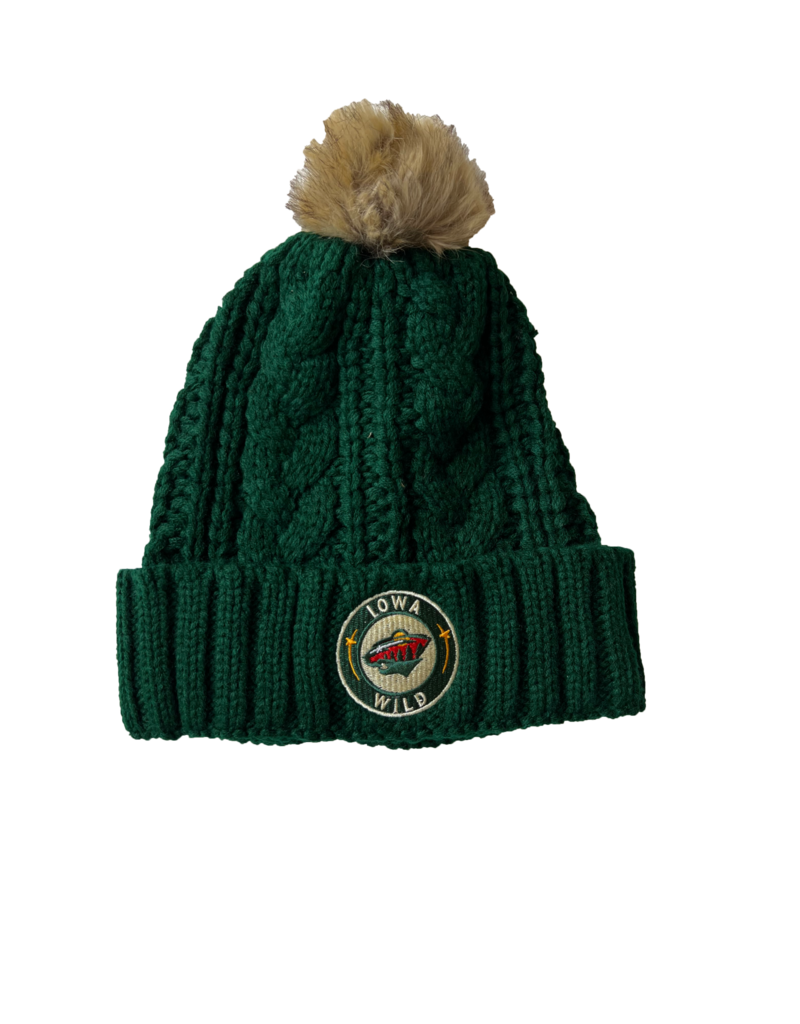 Destroyer Rocks Green Knit Beanie w/ Fur Pom