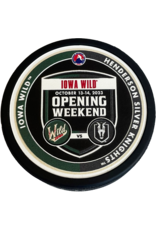 MUSTANG Signed 2023-24 Opening Weekend Specialty Puck w/ Display Cube