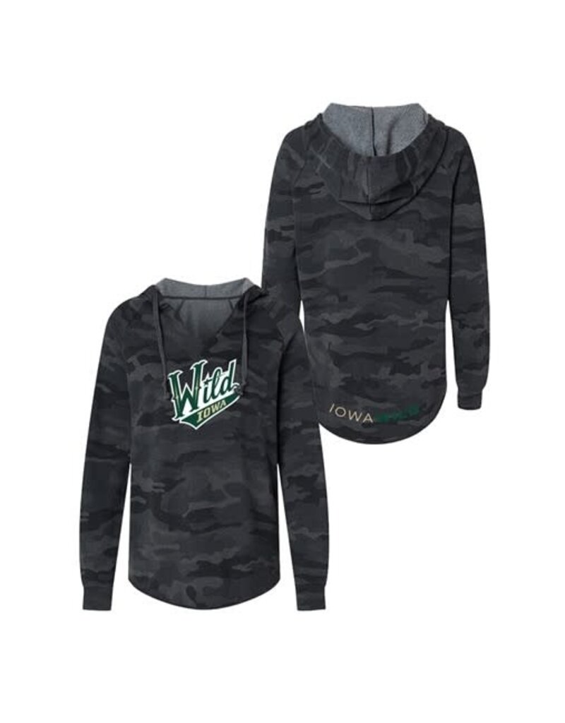 108 Stitches (Was $76.00) Ladies Black Camo Droptail Hoodie