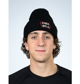 HockeyYak Black Beanie - Iowa State Outline