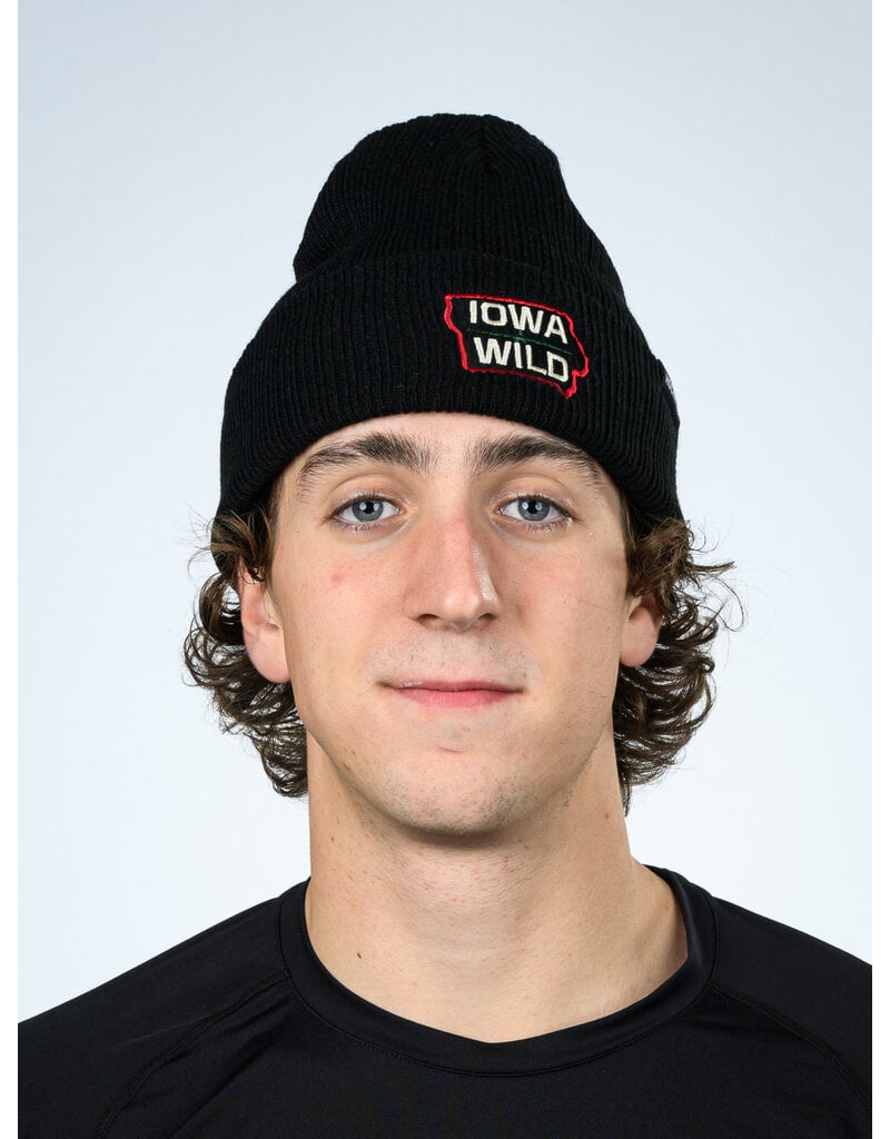 HockeyYak Black Beanie - Iowa State Outline