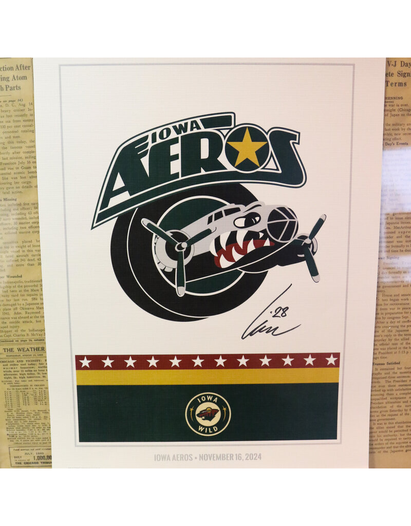 MUSTANG Heritage Collection - Commemorative Player Signed Iowa Aeros Poster (12x16)