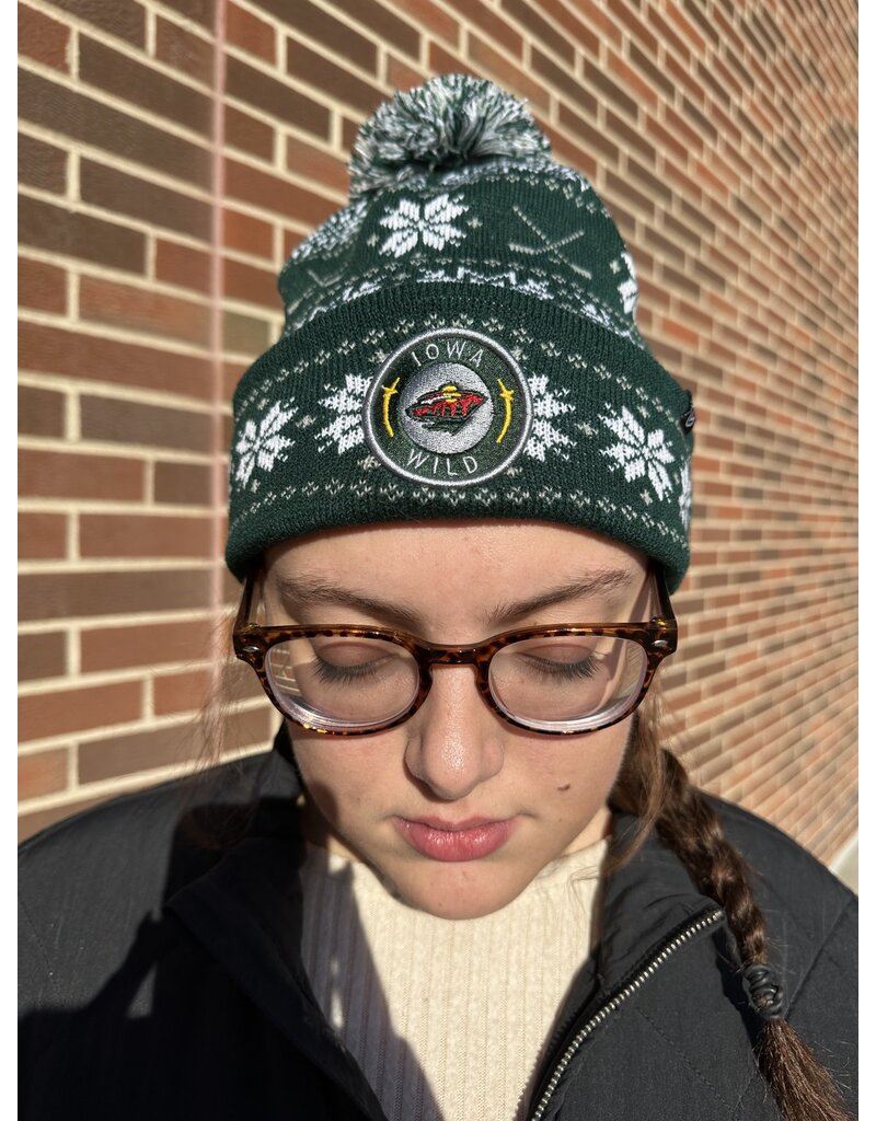 Zephyr Zephyr Snowflake Cuffed Pom Beanie w/ Hockey Sticks