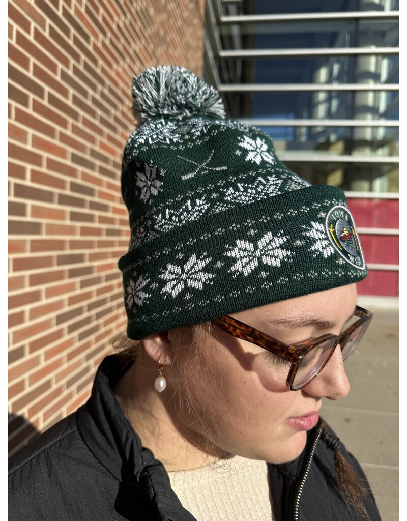 Zephyr Zephyr Snowflake Cuffed Pom Beanie w/ Hockey Sticks