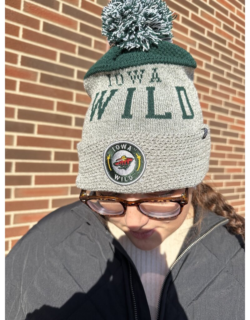 Zephyr Zephyr Green/Gray Fishnet Knit Cuffed Fleece Lined Beanie