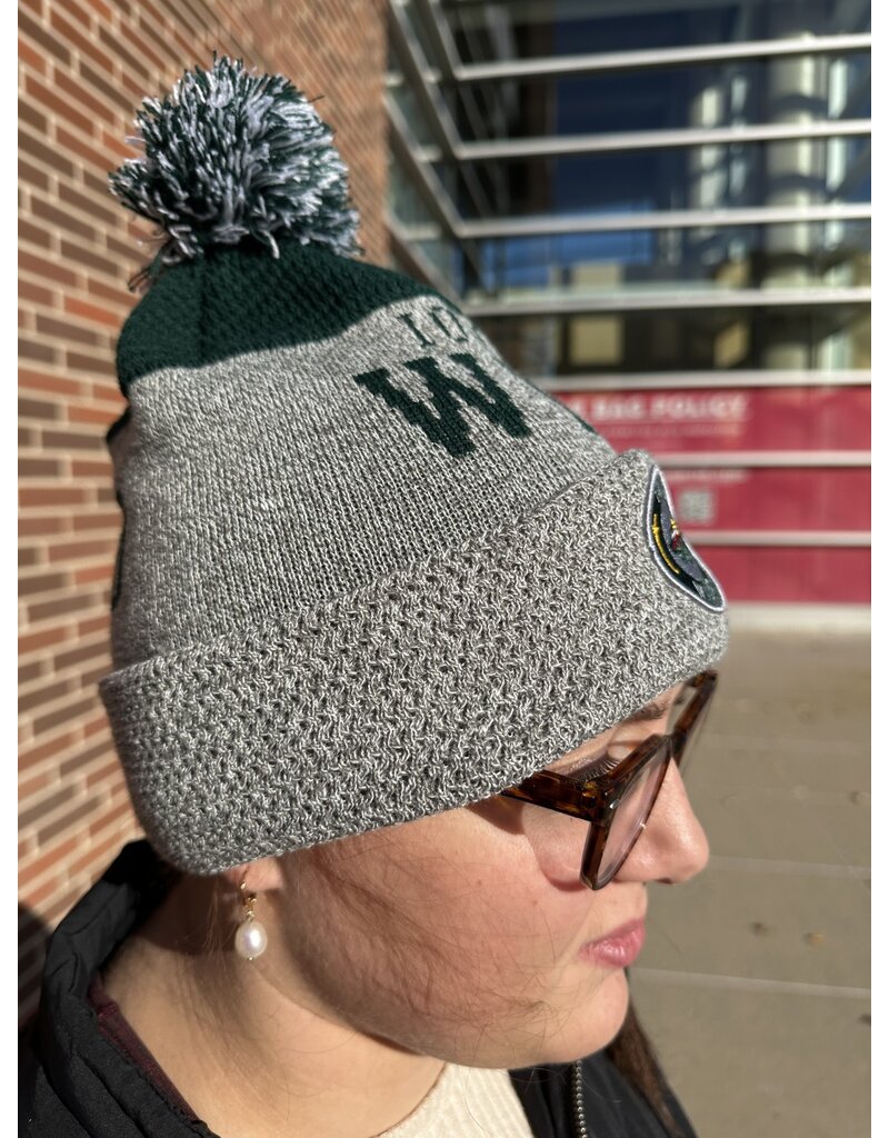 Zephyr Zephyr Green/Gray Fishnet Knit Cuffed Fleece Lined Beanie