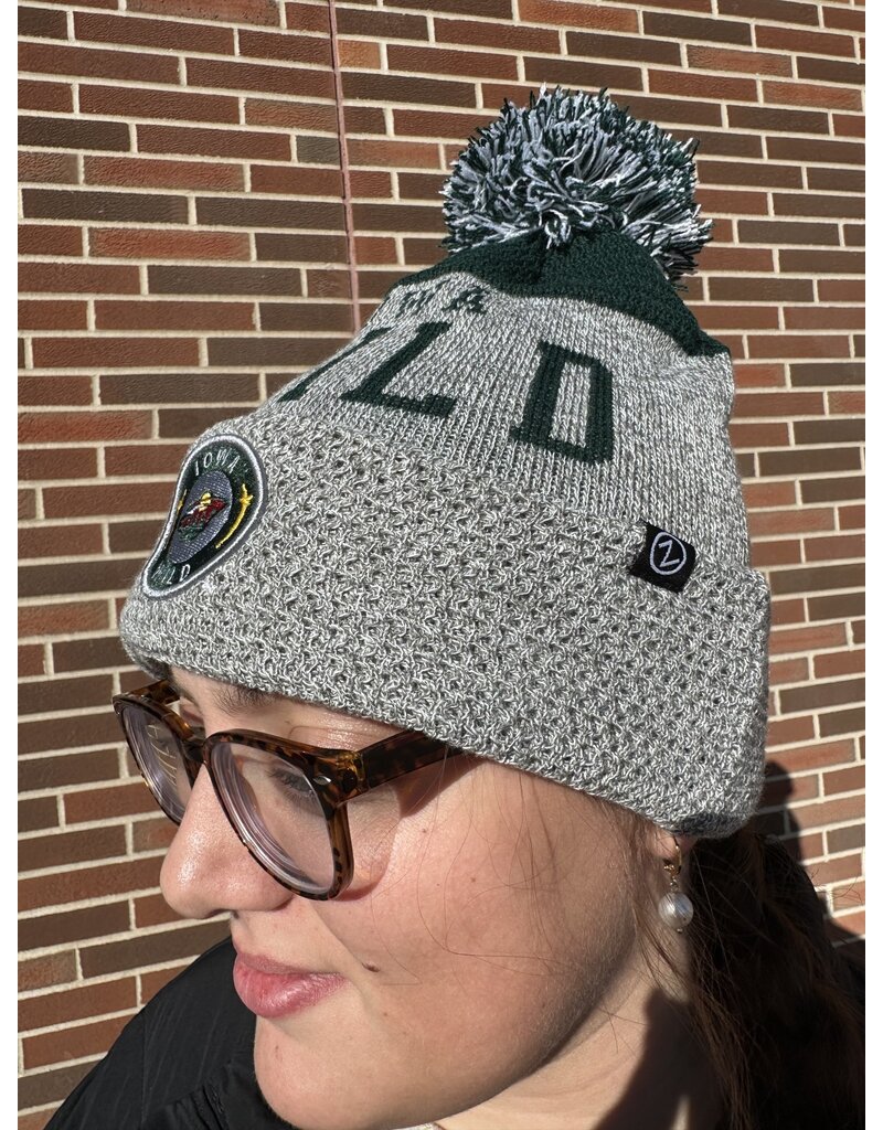 Zephyr Zephyr Green/Gray Fishnet Knit Cuffed Fleece Lined Beanie
