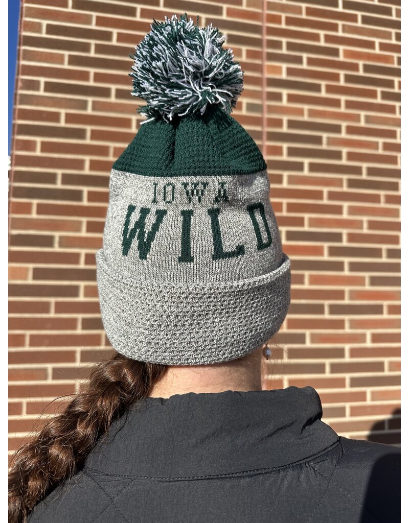 Zephyr Zephyr Green/Gray Fishnet Knit Cuffed Fleece Lined Beanie