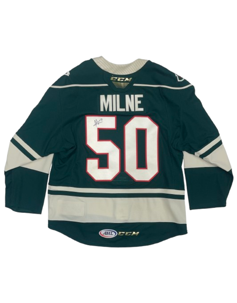 2023/24 Set #1 Green Jersey, Player Worn, (Signed) Milne #50