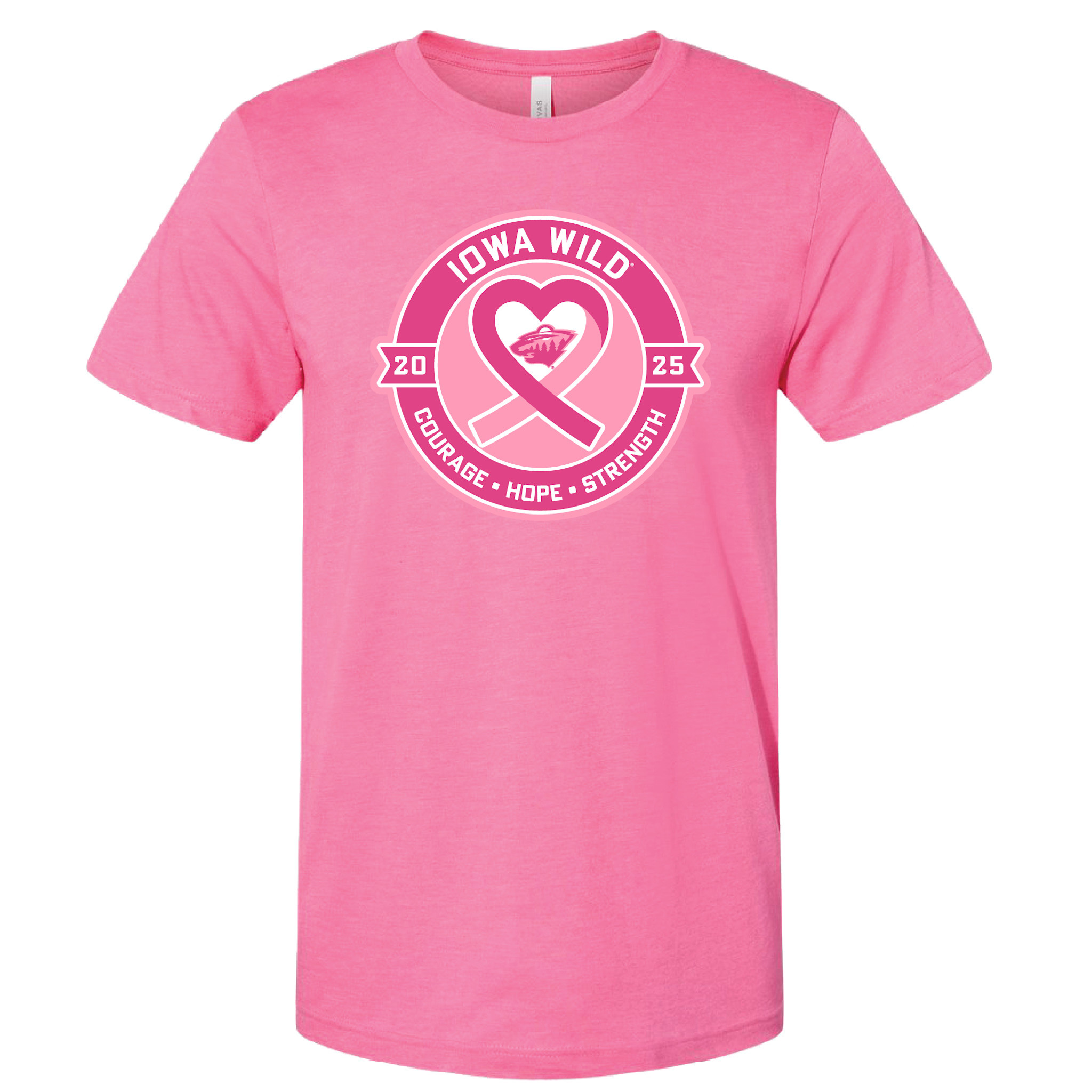 2024-25 Pink in the Rink Crest Heathered S/S Tee - Iowa Wild