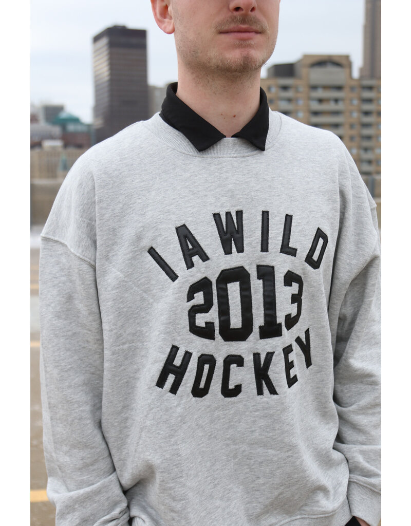 Line Change Heather Grey w/ Faux Leather Detailing Nostalgic Crew