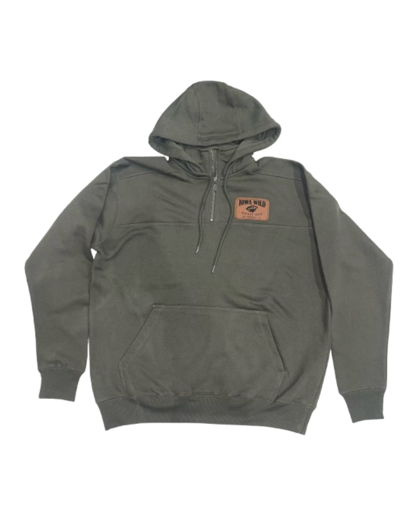 Signature Concepts Olive Viktor Hooded 1/4 Zip w/ Leather Patch