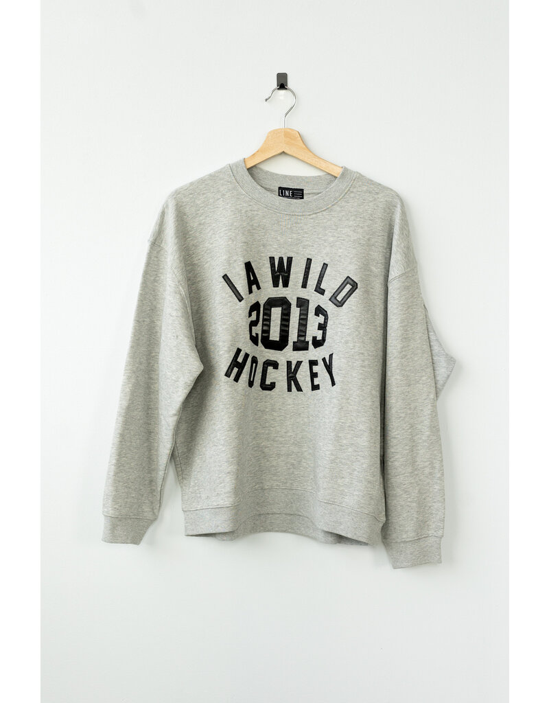 Line Change Heather Grey w/ Faux Leather Detailing Nostalgic Crew