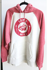 J. America Heathered Oat/Red Secondary Logo Pullover Hood