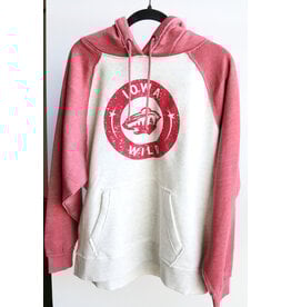 J. America Heathered Oat/Red Secondary Logo Pullover Hood
