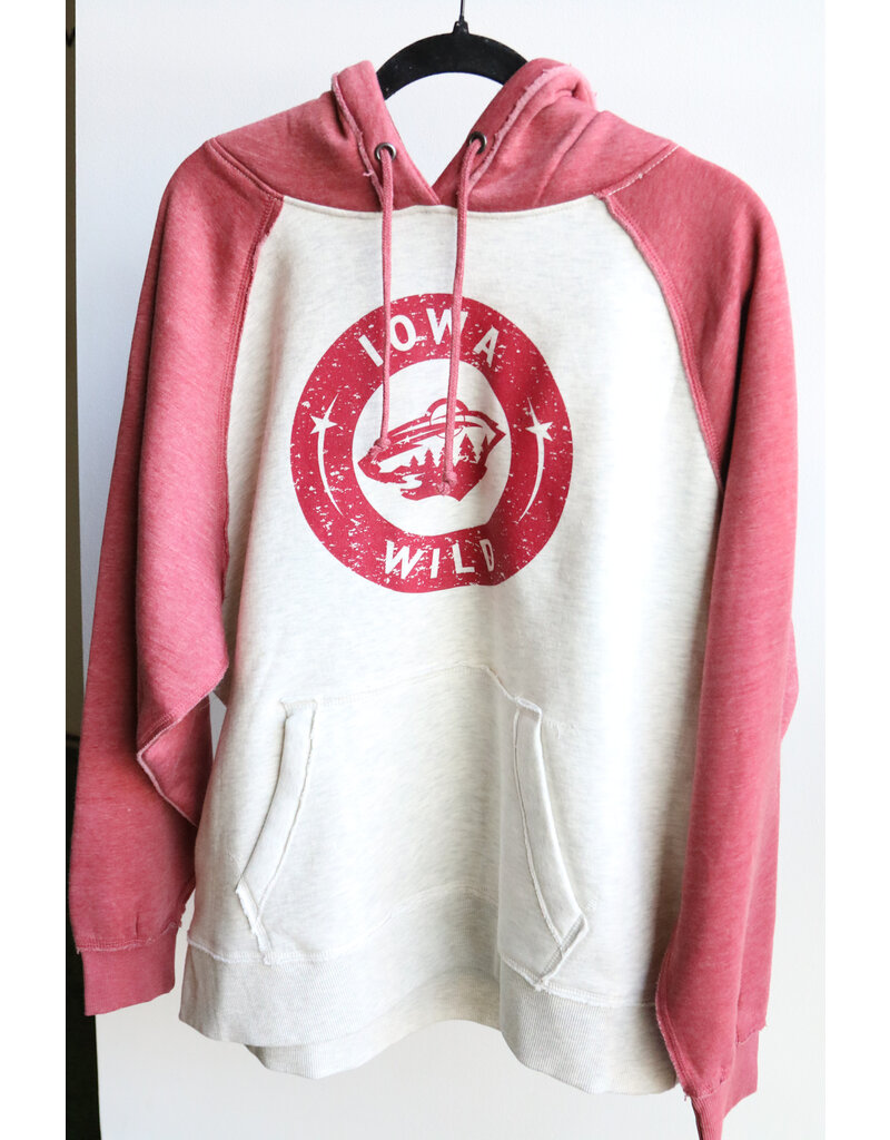 J. America Heathered Oat/Red Secondary Logo Pullover Hood