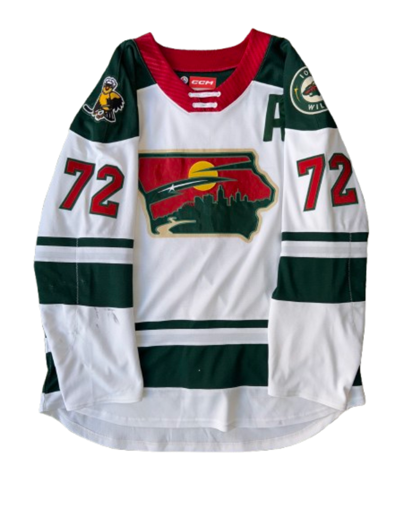 CCM 2024/25 Set #2 Iowa Grown White Jersey, Player Worn, (Signed) Boyd #72 "A"