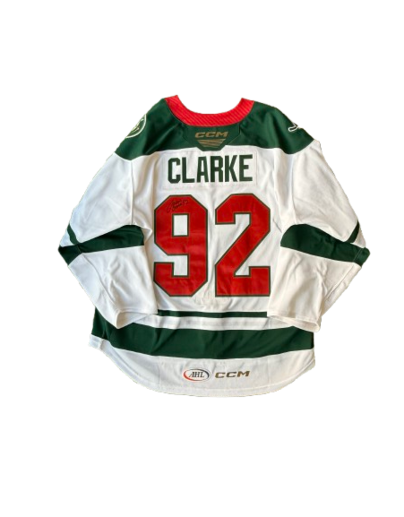 CCM 2024/25 Set #2 Iowa Grown White Jersey, Player Worn, (Signed) Clarke #92
