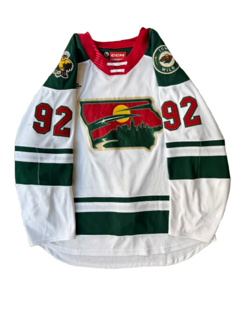 CCM 2024/25 Set #2 Iowa Grown White Jersey, Player Worn, (Signed) Clarke #92
