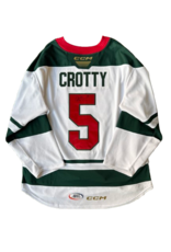 CCM 2024/25 Set #2 Iowa Grown White Jersey, Player Worn, (Signed) Crotty #5 "C"