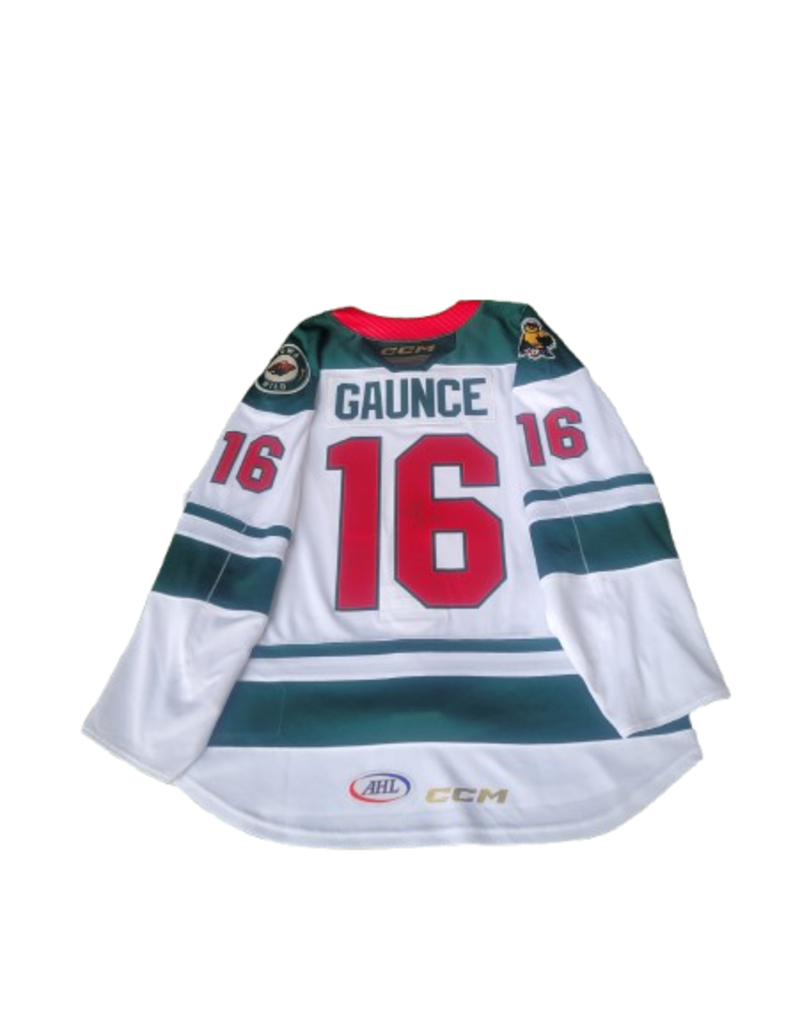 CCM 2024/25 Set #2 Iowa Grown White Jersey, Player Worn, (Signed) Gaunce #16 "A"