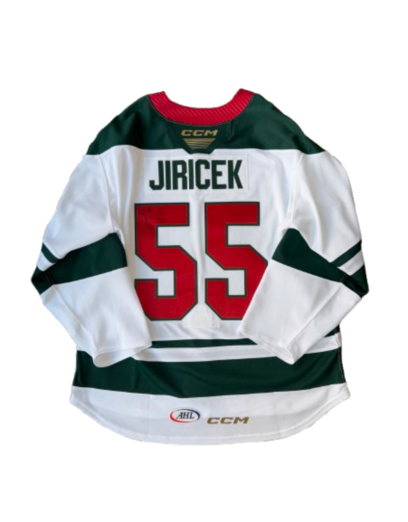 CCM 2024/25 Set #2 Iowa Grown White Jersey, Player Issued, (Signed) Jiricek #55