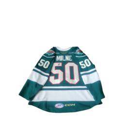 2024/25 Set #1 Green Jersey, Player Worn, (Signed), Milne #50