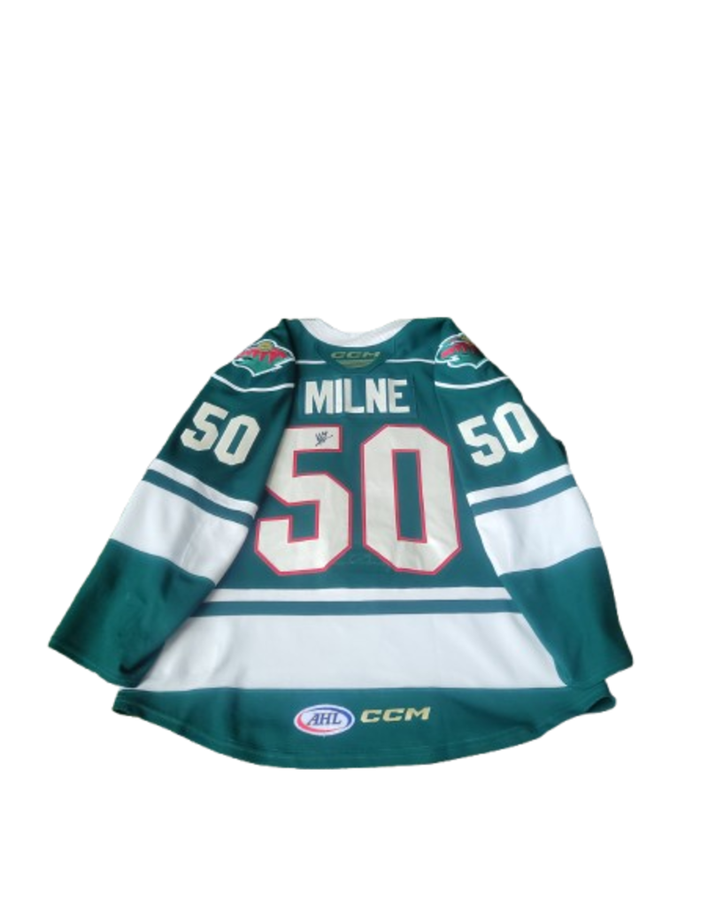 2024/25 Set #1 Green Jersey, Player Worn, (Signed), Milne #50
