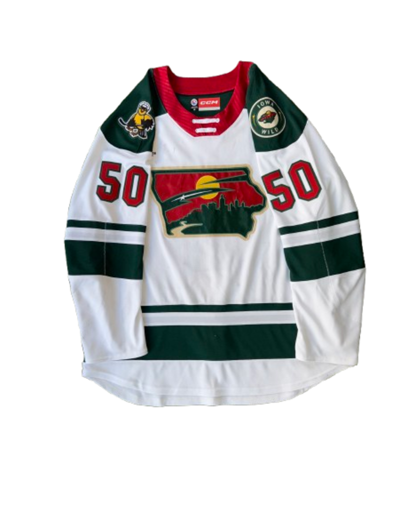 CCM 2024/25 Set 2 Iowa Grown White Jersey, Player Worn, (Signed) Milne #50