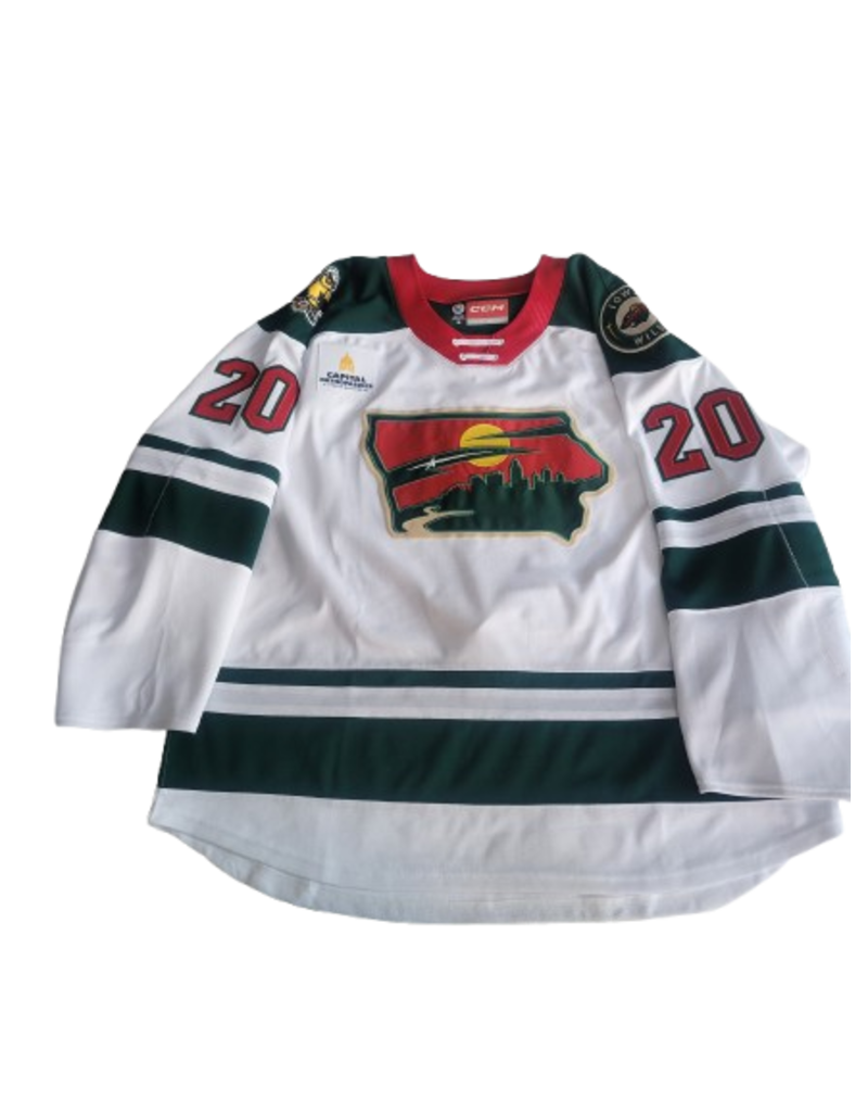 CCM 2024/25 Set #1 Iowa Grown White Jersey, Player Worn, (Signed) Mistelbacher #20
