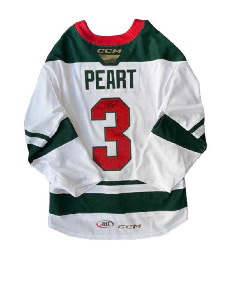 CCM 2024/25 Set #2 Iowa Grown White Jersey, Player Worn, (Signed) Peart #3