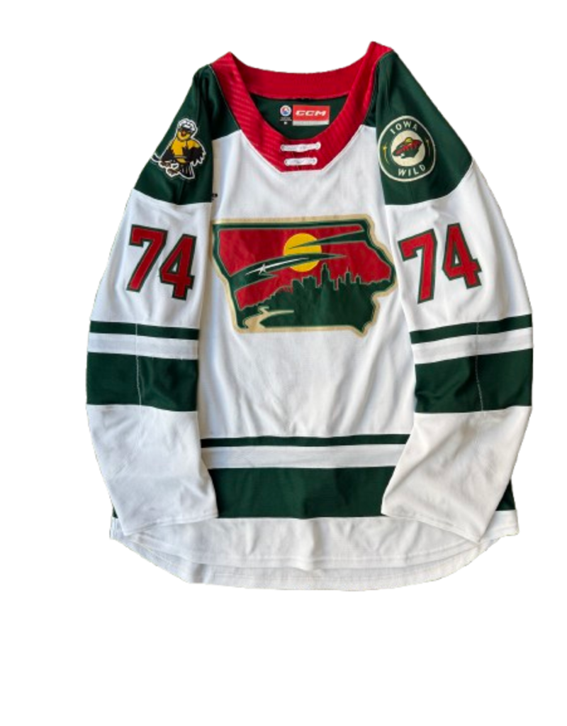 CCM 2024/25 Set #2 Iowa Grown White Jersey, Player Worn, (Signed) Raska #74