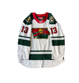 CCM 2024/25 Set #2 Iowa Grown White Jersey, Player Worn, (Signed) Sandelin #13