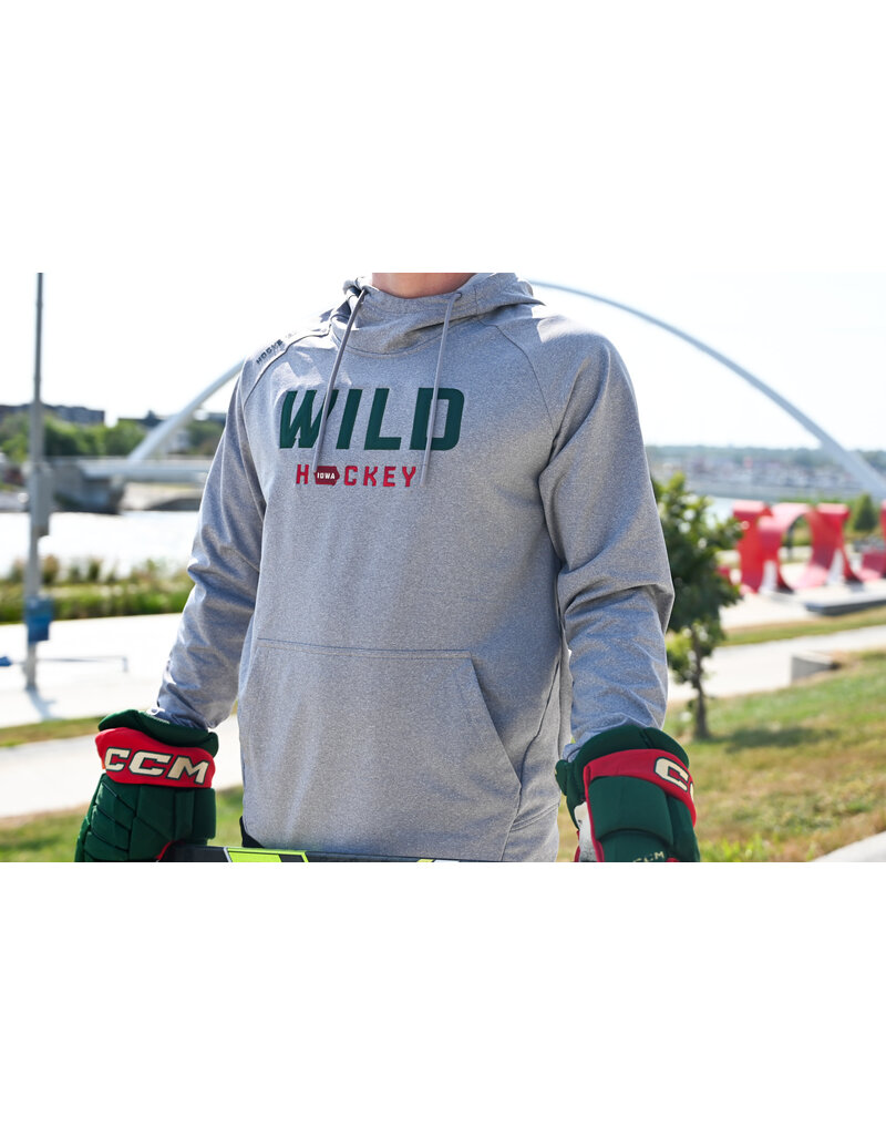 YAKSPORTS Grey Embroidered Wild Hockey Playmaker Hoodie