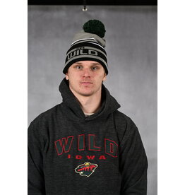 CCM Gray/Black Striped Beanie w/ Pom