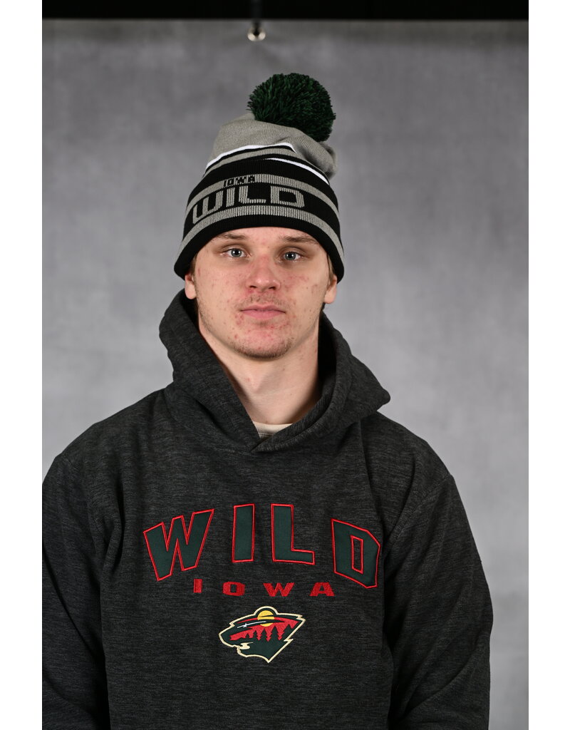 CCM Gray/Black Striped Beanie w/ Pom