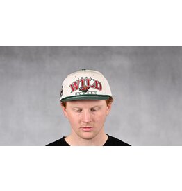 Iowa Wild Hockey Embroidred Cream Hat - Green Rope