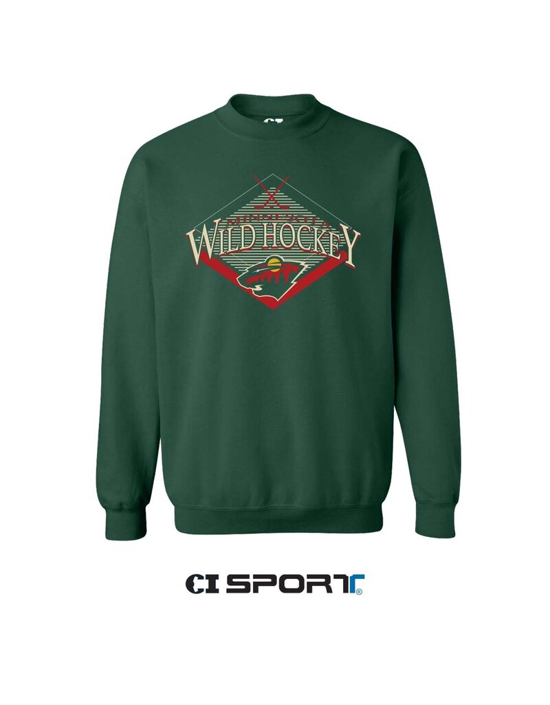 CI SPORT Hunter Green Throwback Minnesota Wild Crewneck