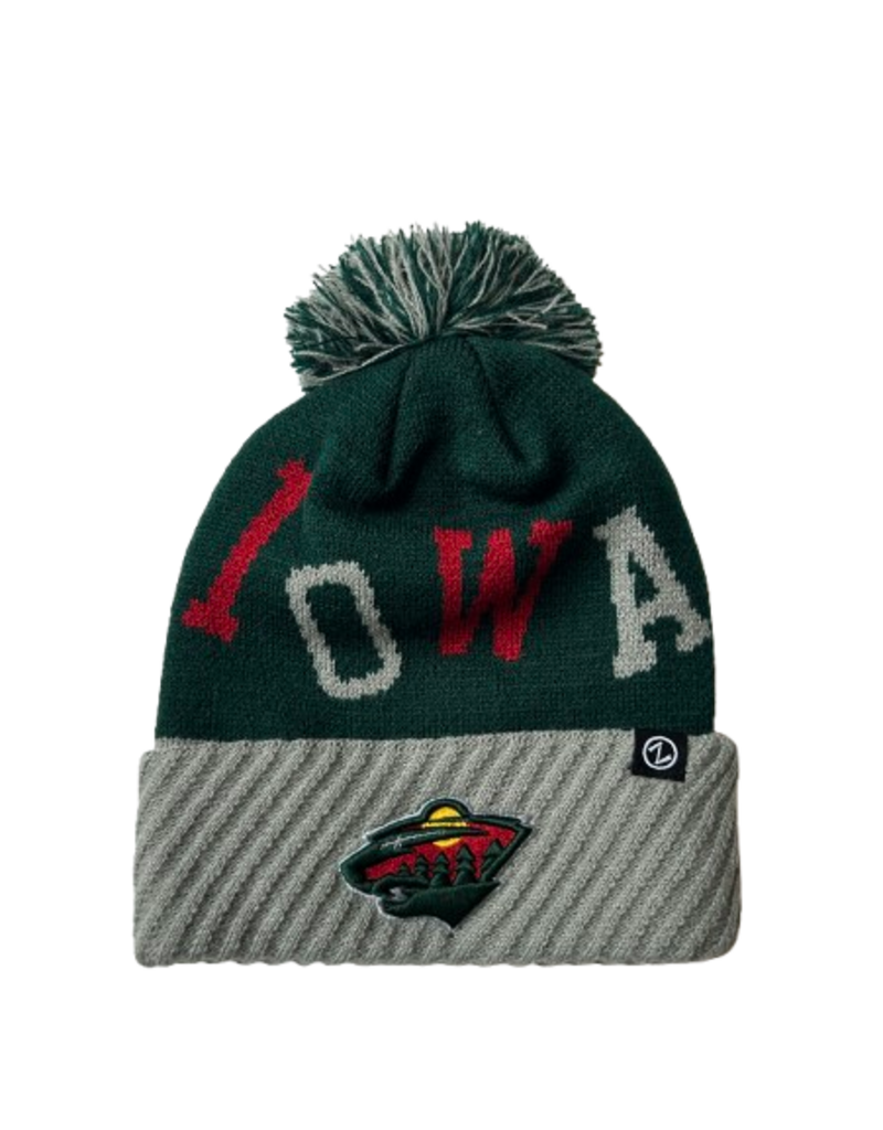 Zephyr Youth Diagonal Ribbed Cuff Beanie w/ Pom