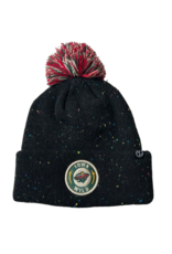 Zephyr Cuffed Black Speckled Beanie w/ Pom