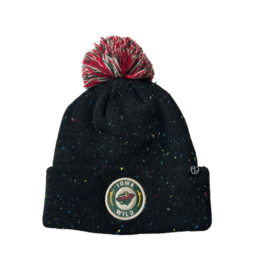 Zephyr Cuffed Black Speckled Beanie w/ Pom