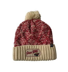Zephyr Red/Wheat Cuffed Beanie w/ Pom