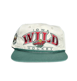 Iowa Wild Hockey Embroidred Cream Hat - Green Rope