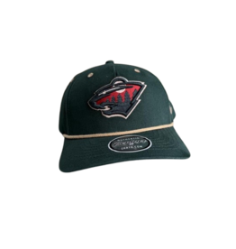 Embroidered Bearhead Forest Green Hat w/ Wheat Rope