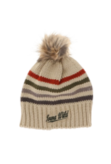 Big Sky Stripe Script Beanie w/ Pom