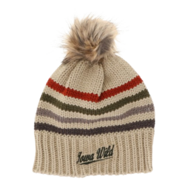 Big Sky Stripe Script Beanie w/ Pom