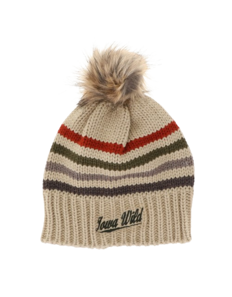 Big Sky Stripe Script Beanie w/ Pom