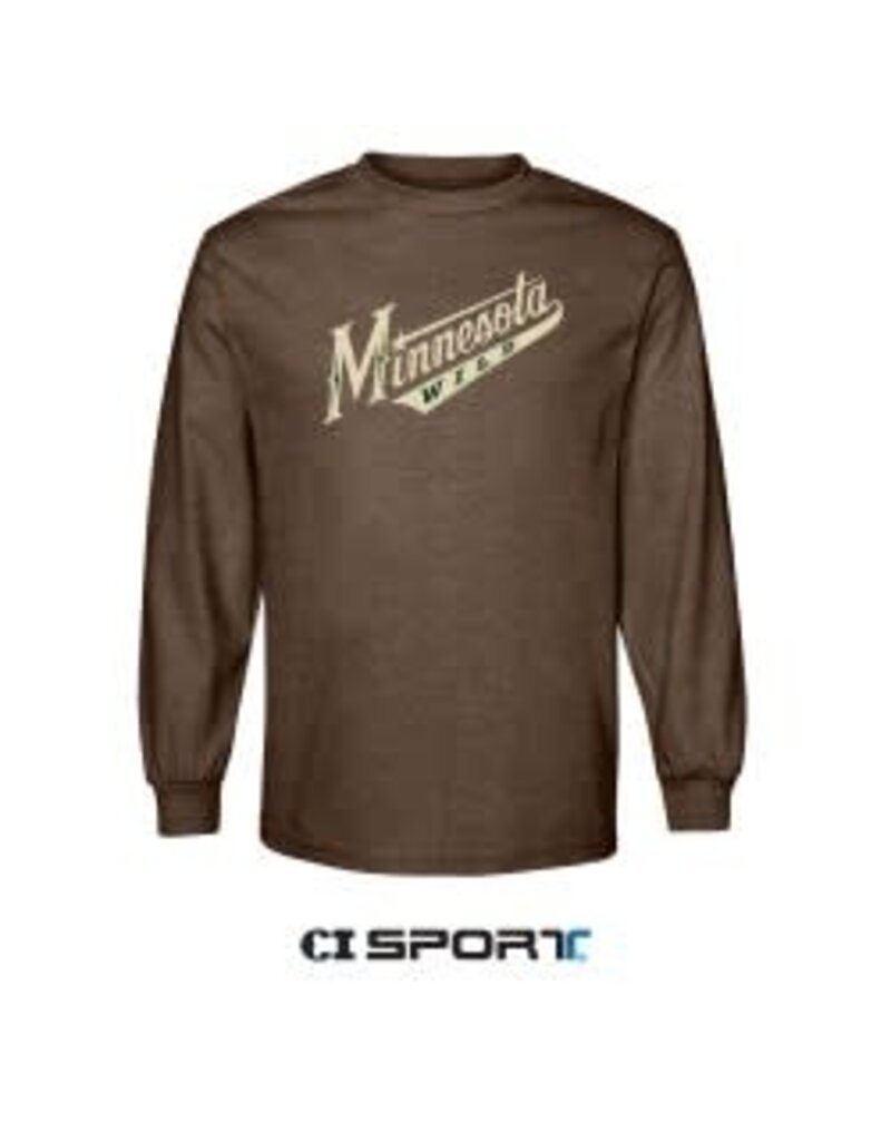 CI SPORT Chocolate Heather L/S - Minnesota Wild Script Logo