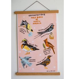 Stay Home Club - Print / Male Birds 12" x 18" / PINK