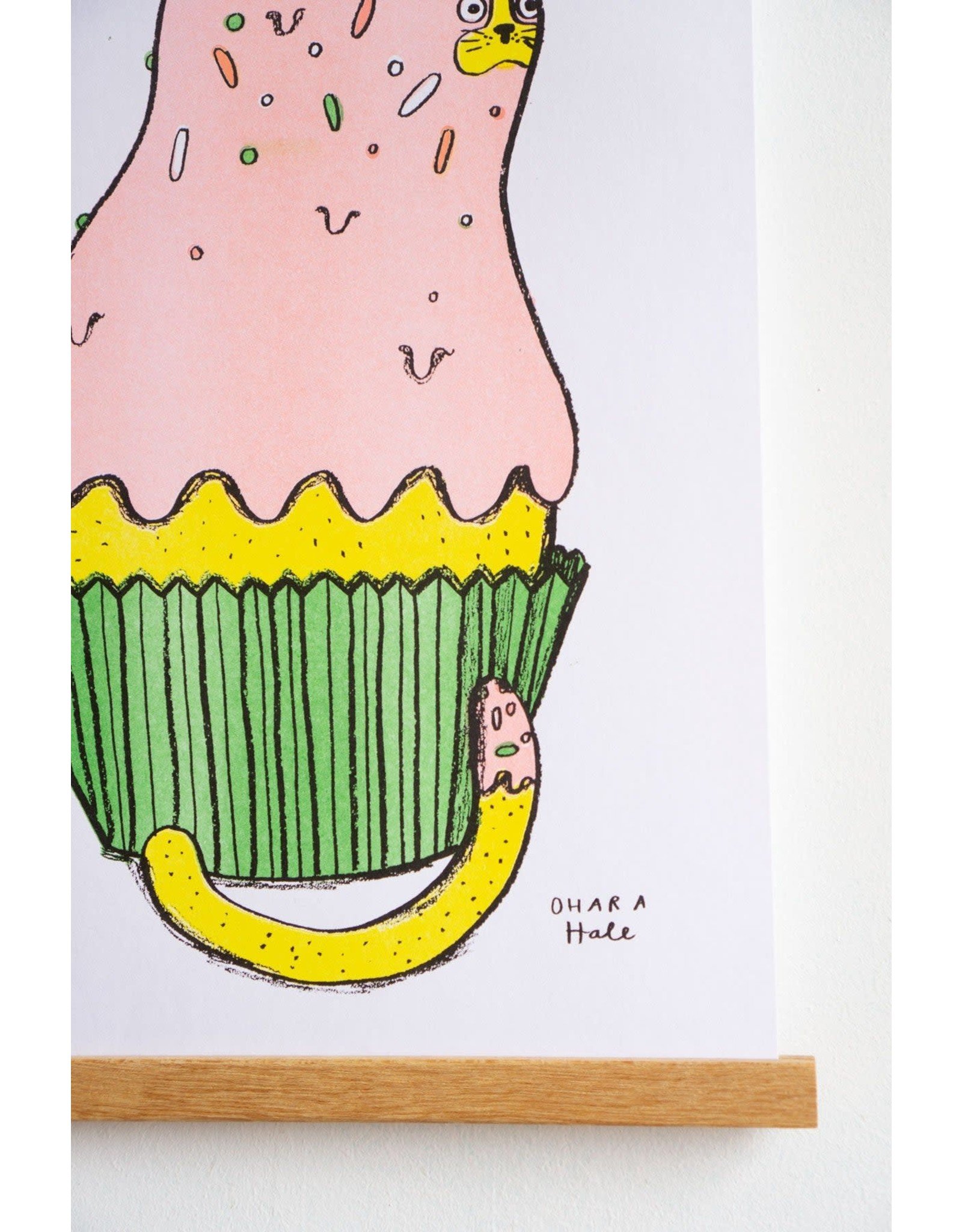 Stay Home Club - Riso Print / Cat Cupcake 11" x 17"